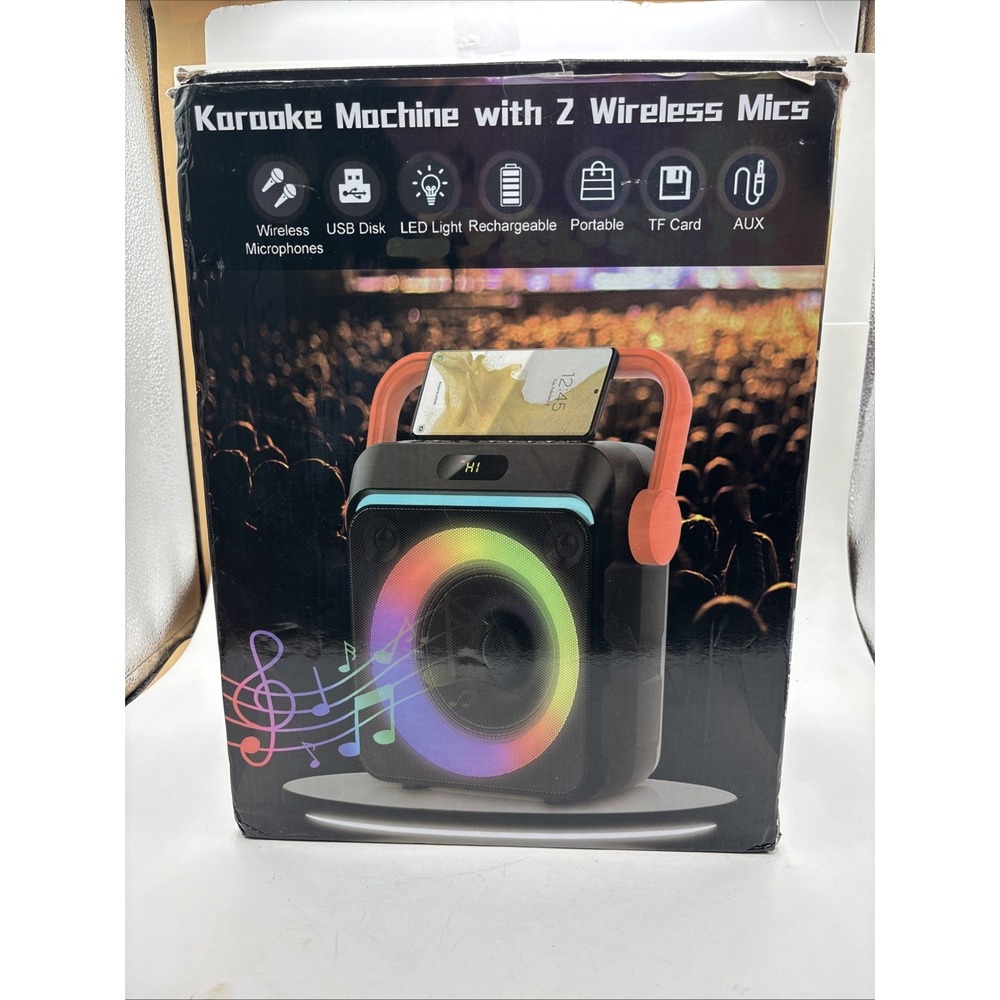 NEW Karaoke Machine with 2 Wireless Microphones, Portable Bluetooth Karaoke